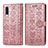 Samsung Galaxy A70S用手帳型 レザーケース スタンド パターン カバー S03D サムスン ピンク