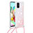 Samsung Galaxy A71 5G用シリコンケース ソフトタッチラバー ブリンブリン カバー 携帯ストラップ S03 サムスン ピンク