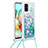 Samsung Galaxy A71 5G用シリコンケース ソフトタッチラバー ブリンブリン カバー 携帯ストラップ S03 サムスン グリーン