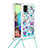 Samsung Galaxy A71 5G用シリコンケース ソフトタッチラバー ブリンブリン カバー 携帯ストラップ S02 サムスン ブルー