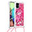 Samsung Galaxy A71 5G用シリコンケース ソフトタッチラバー ブリンブリン カバー 携帯ストラップ S02 サムスン ローズレッド