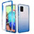 Samsung Galaxy A71 5G用前面と背面 360度 フルカバー 極薄ソフトケース シリコンケース 耐衝撃 全面保護 バンパー 勾配色 透明 サムスン ネイビー
