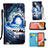 Samsung Galaxy A72 5G用手帳型 レザーケース スタンド パターン カバー Y02B サムスン ミッドナイトネイビー