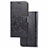 Samsung Galaxy A81用手帳型 レザーケース スタンド 花 カバー サムスン ブラック