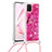 Samsung Galaxy A81用シリコンケース ソフトタッチラバー ブリンブリン カバー 携帯ストラップ S02 サムスン ローズレッド