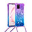 Samsung Galaxy A81用シリコンケース ソフトタッチラバー ブリンブリン カバー 携帯ストラップ S01 サムスン パープル