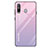 Samsung Galaxy A8s SM-G8870用ハイブリットバンパーケース プラスチック 鏡面 虹 グラデーション 勾配色 カバー サムスン ピンク
