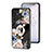 Samsung Galaxy F13 4G用ハイブリットバンパーケース プラスチック 鏡面 花 カバー S01 サムスン ブラック