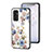 Samsung Galaxy F13 4G用ハイブリットバンパーケース プラスチック 鏡面 花 カバー S01 サムスン ホワイト