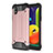 Samsung Galaxy M01 Core用ハイブリットバンパーケース プラスチック 兼シリコーン カバー サムスン ローズゴールド