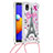 Samsung Galaxy M01 Core用シリコンケース ソフトタッチラバー ブリンブリン カバー 携帯ストラップ S02 サムスン ピンク