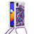 Samsung Galaxy M01 Core用シリコンケース ソフトタッチラバー ブリンブリン カバー 携帯ストラップ S02 サムスン パープル