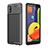 Samsung Galaxy M01 Core用シリコンケース ソフトタッチラバー ツイル カバー WL1 サムスン ブラック
