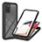 Samsung Galaxy M02s用360度 フルカバー ハイブリットバンパーケース クリア透明 プラスチック カバー ZJ1 サムスン ブラック