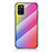 Samsung Galaxy M02s用ハイブリットバンパーケース プラスチック 鏡面 虹 グラデーション 勾配色 カバー LS2 サムスン ピンク
