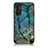Samsung Galaxy M13 4G用ハイブリットバンパーケース プラスチック パターン 鏡面 カバー サムスン ネイビー