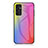 Samsung Galaxy M13 4G用ハイブリットバンパーケース プラスチック 鏡面 虹 グラデーション 勾配色 カバー LS2 サムスン ピンク