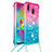 Samsung Galaxy M20用シリコンケース ソフトタッチラバー ブリンブリン カバー 携帯ストラップ S01 サムスン ピンク