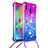 Samsung Galaxy M20用シリコンケース ソフトタッチラバー ブリンブリン カバー 携帯ストラップ S01 サムスン 