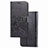 Samsung Galaxy M21用手帳型 レザーケース スタンド 花 カバー サムスン ブラック