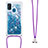 Samsung Galaxy M21用シリコンケース ソフトタッチラバー ブリンブリン カバー 携帯ストラップ S03 サムスン ネイビー