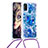 Samsung Galaxy M21用シリコンケース ソフトタッチラバー ブリンブリン カバー 携帯ストラップ S02 サムスン ネイビー