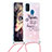 Samsung Galaxy M21用シリコンケース ソフトタッチラバー ブリンブリン カバー 携帯ストラップ S02 サムスン マルチカラー