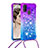 Samsung Galaxy M21用シリコンケース ソフトタッチラバー ブリンブリン カバー 携帯ストラップ S01 サムスン パープル