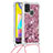 Samsung Galaxy M21s用シリコンケース ソフトタッチラバー ブリンブリン カバー 携帯ストラップ S03 サムスン レッド