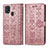 Samsung Galaxy M21s用手帳型 レザーケース スタンド パターン カバー S03D サムスン ピンク
