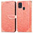Samsung Galaxy M21s用手帳型 レザーケース スタンド パターン カバー S04D サムスン オレンジ