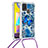 Samsung Galaxy M21s用シリコンケース ソフトタッチラバー ブリンブリン カバー 携帯ストラップ S02 サムスン ネイビー