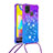 Samsung Galaxy M21s用シリコンケース ソフトタッチラバー ブリンブリン カバー 携帯ストラップ S01 サムスン パープル