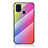 Samsung Galaxy M21s用ハイブリットバンパーケース プラスチック 鏡面 虹 グラデーション 勾配色 カバー LS2 サムスン ピンク