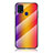 Samsung Galaxy M21s用ハイブリットバンパーケース プラスチック 鏡面 虹 グラデーション 勾配色 カバー LS2 サムスン オレンジ