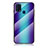 Samsung Galaxy M21s用ハイブリットバンパーケース プラスチック 鏡面 虹 グラデーション 勾配色 カバー LS2 サムスン ネイビー