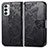 Samsung Galaxy M23 5G用手帳型 レザーケース スタンド バタフライ 蝶 カバー サムスン ブラック
