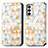 Samsung Galaxy M23 5G用手帳型 レザーケース スタンド パターン カバー S02D サムスン ホワイト