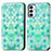 Samsung Galaxy M23 5G用手帳型 レザーケース スタンド パターン カバー S02D サムスン グリーン