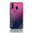 Samsung Galaxy M30用ハイブリットバンパーケース プラスチック 鏡面 虹 グラデーション 勾配色 カバー LS1 サムスン ローズレッド