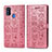 Samsung Galaxy M30s用手帳型 レザーケース スタンド パターン カバー S03D サムスン ローズゴールド