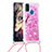 Samsung Galaxy M30s用シリコンケース ソフトタッチラバー ブリンブリン カバー 携帯ストラップ S02 サムスン ローズレッド