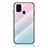 Samsung Galaxy M31 Prime Edition用ハイブリットバンパーケース プラスチック 鏡面 虹 グラデーション 勾配色 カバー LS1 サムスン シアン