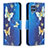 Samsung Galaxy M32 4G用手帳型 レザーケース スタンド パターン カバー B03F サムスン ブルー