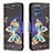 Samsung Galaxy M32 4G用手帳型 レザーケース スタンド パターン カバー B03F サムスン ブラック