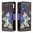 Samsung Galaxy M32 4G用手帳型 レザーケース スタンド パターン カバー B04F サムスン ブラック