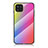 Samsung Galaxy M32 4G用ハイブリットバンパーケース プラスチック 鏡面 虹 グラデーション 勾配色 カバー LS2 サムスン ピンク