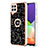 Samsung Galaxy M32 4G用シリコンケース ソフトタッチラバー バタフライ パターン カバー アンド指輪 YB2 サムスン ブラック