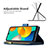 Samsung Galaxy M32 4G用手帳型 レザーケース スタンド バタフライ 蝶 カバー B03F サムスン 