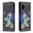 Samsung Galaxy M32 5G用手帳型 レザーケース スタンド パターン カバー B03F サムスン ブラック